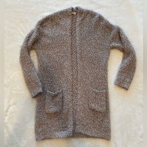 Debut Textured Mauvy  Gray Women's Cardigan